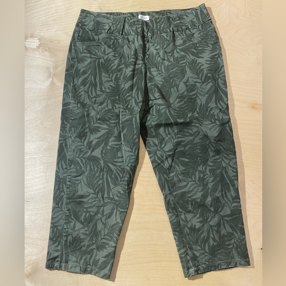 Style & Co Green Leaf Print Capris 16 (MY) - Picture 2 of 8